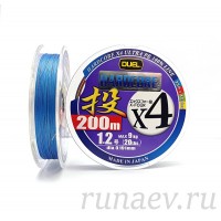 Плетёнка DUEL Hardcore X-FOUR x4 4-Color 200м 0,8 (0,153 14lb)