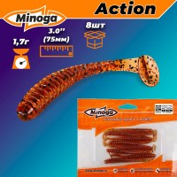 Виброхвост/твистер Minoga ACTION 3,0" 8шт #003