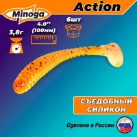 Виброхвост/твистер Minoga ACTION 4,0" 6шт #324