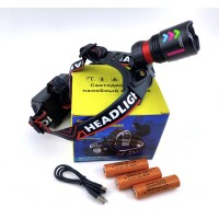 Фонарь налобный с выносным аккум. ZOOM HT-T1002